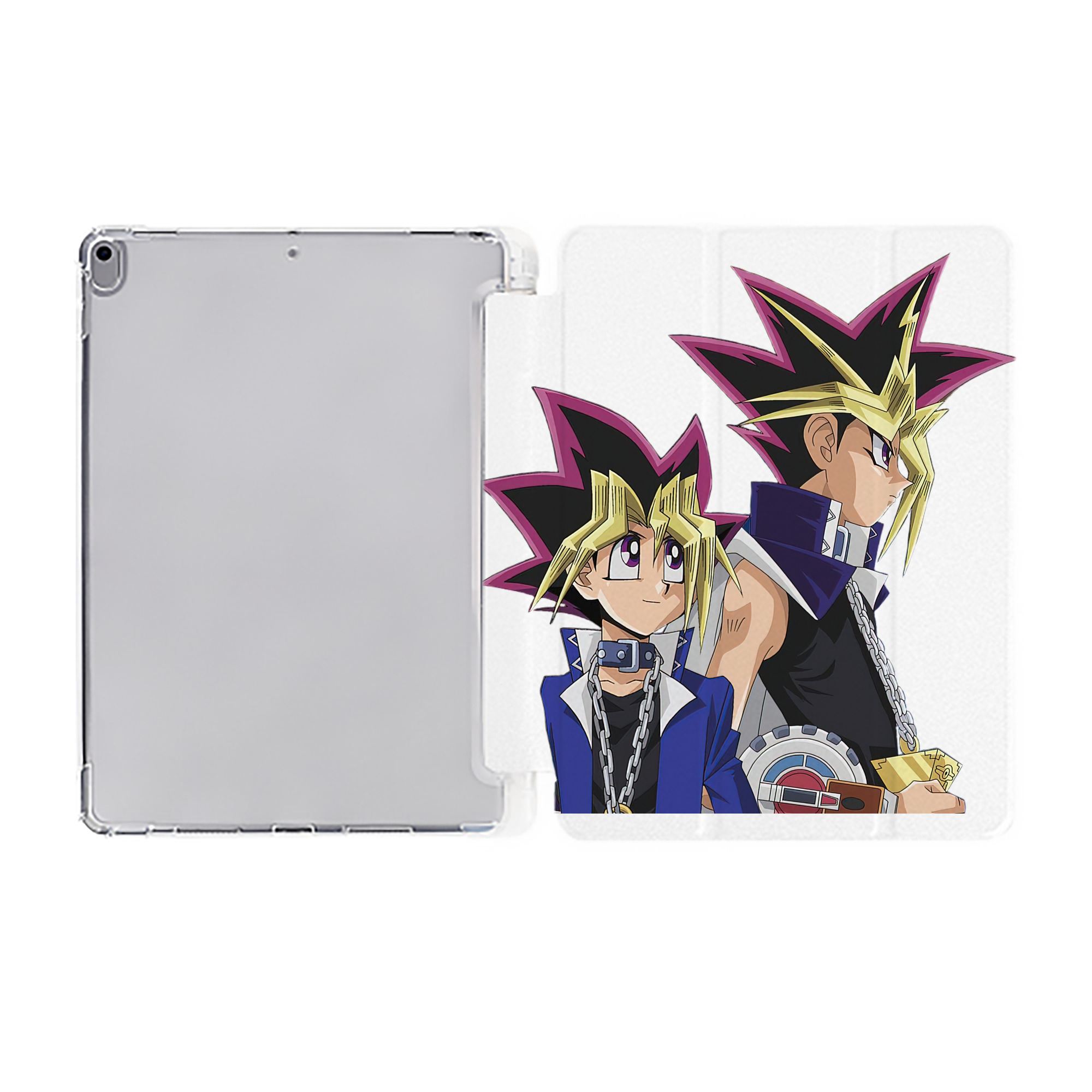 （画像用） 遊☆戯☆王 Yu-Gi-Oh! IPad ケース ペン収納付き 三つ折りスタンド PUレザー×シリコン 対応機種9.5/10.5/10.9インチ